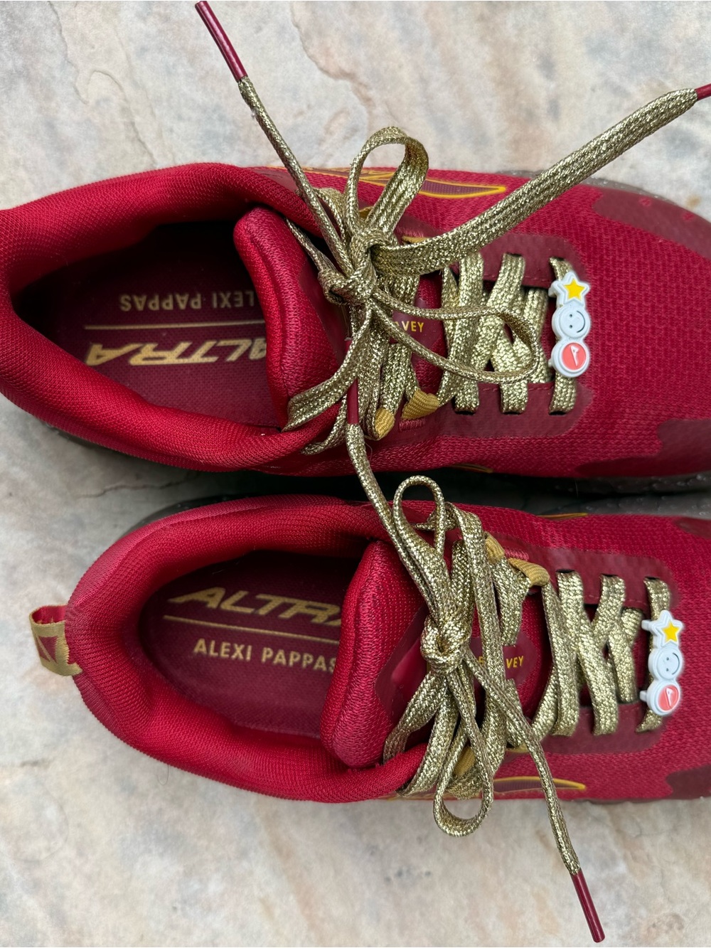 Altra Red Trail Shoes with Gold Accents - Picture 3 of 5
